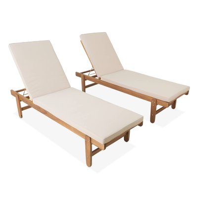 Bain de soleil bois d'acacia multi positions avec roulettes (lot de 2) AREQUIPA SWEEEK