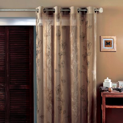 Voilage en Etamine Brodée Fleurs HOME MAISON