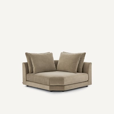 Divano angolare modulare in velluto stonewashed, TIBERIO AM.PM