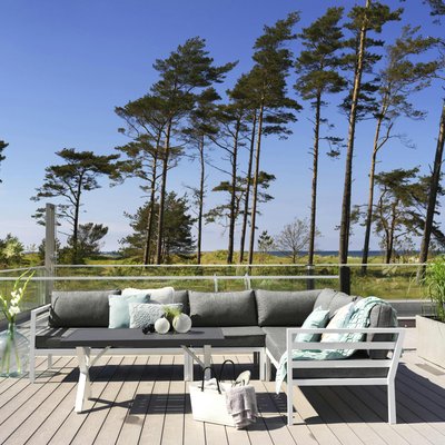 Canapé d'angle jardin en aluminium blanc STOCKHOLM PIER IMPORT