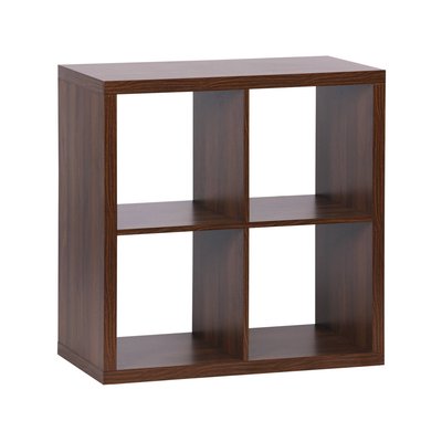 Etagère bibliothèque décor bois cubique 2 niveaux 4 compartiments BASIKS SWEEEK