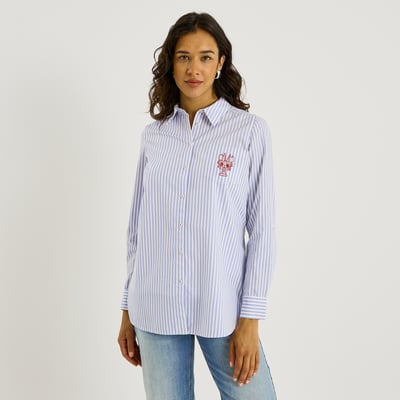 Chemise rayée à broderies GRAIN DE MALICE