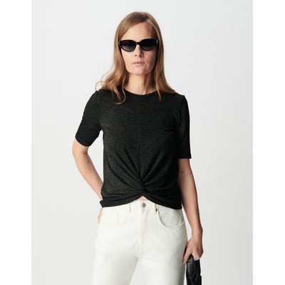 Tee-shirt pailleté drapé avec noeud IKKS
