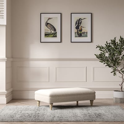 Emeline Tonal Basket Weave Footstool with Oak Legs ÉDITÉ