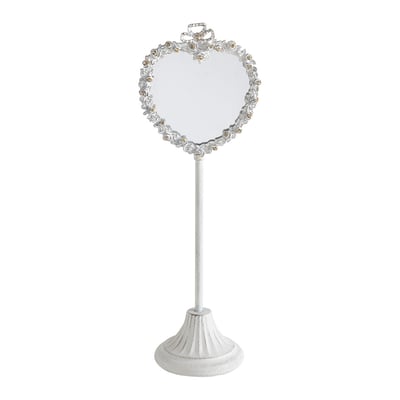 Miroir sur pied Coeur en métal blanchi MATHILDE M