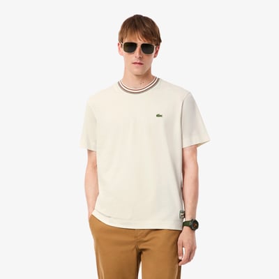 T-shirt fabriqué en France col rayé LACOSTE
