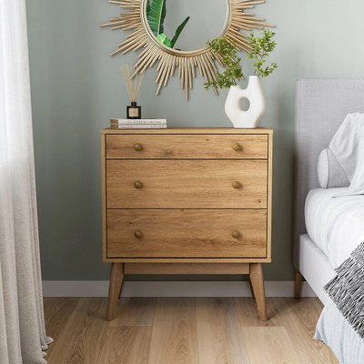 Комод c 3-мя ящиками из массива сосны, древесный SO'HOME
