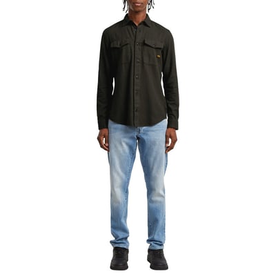 Chemise en coton bleu marine unie avec une coupe slim et un col à revers G-Star RAW