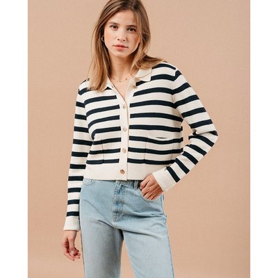 Cardigan collo camicia a righe Maelys GRACE & MILA