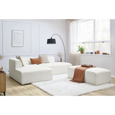 Canapé modulable 5 places en tissu bouclette avec pouf, MEGEVE BOBOCHIC