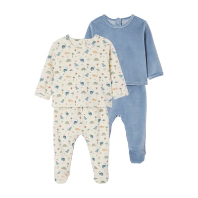 Lot de 2 pyjamas naissance 2 pièces en velours VERTBAUDET