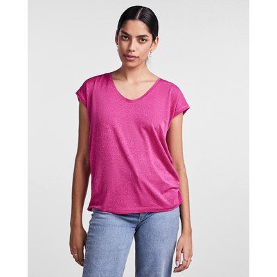 Metallic T-Shirt with V-Neck PIECES
