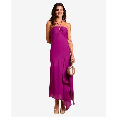 Robe midi avec décolleté halter et jupe asymétrique VICTORIA THE-ARE