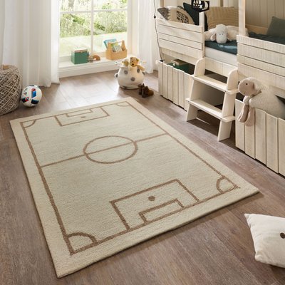 Tapis pour enfants en laine vierge tufté main de football THEKO