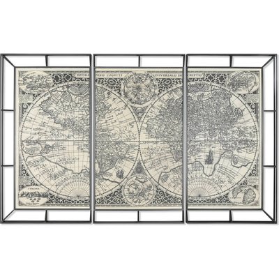Tableau carte du monde en métal bicolore RECOLLECTION
