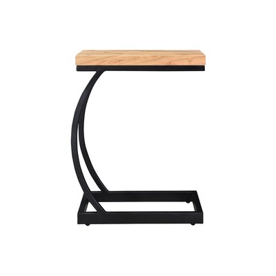 Table d'appoint design rectangulaire en bois massif et métal noir L45 cm BREAK MILIBOO