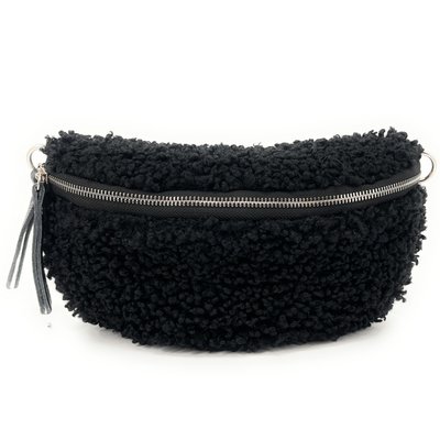 Sac banane en cuir et tissu peluche LOU PILOU SILVER OH MY BAG
