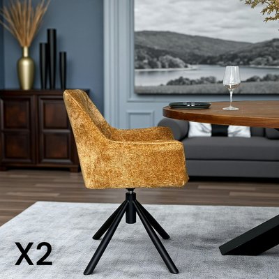 Fauteuil de table pivotant tissu moutarde (lot de 2) IENA PIER IMPORT