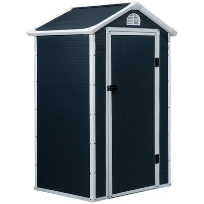 Abri de jardin verrouillable avec fenêtre résine PP ondulée anthracite OUTSUNNY