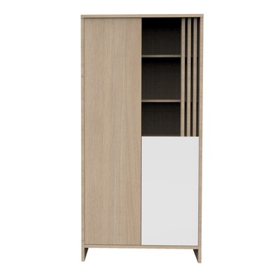 Armoire 2 portes et 1 niche avec claustra en bois décor chêne Suave SAUTHON