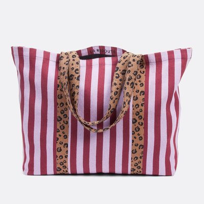 Tote bag rayé, anses imprimées léopard LA REDOUTE COLLECTIONS