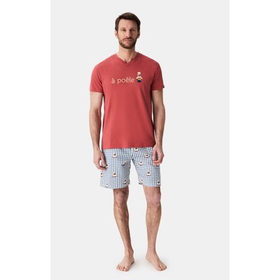 Pyjashort en coton imprimé A poêle ARTHUR