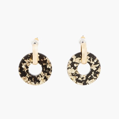 Boucles d'oreilles rondes en acrylique noir et doré BALABOOSTE