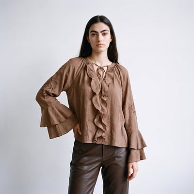 Blouse col lavallière volants manches longues VALINA ARTLOVE