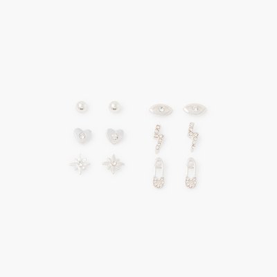 Set de 6 paires de petites puces d'oreilles argentées BALABOOSTE