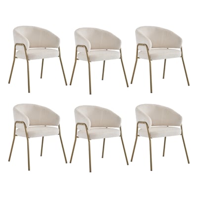 Lot de 6 fauteuils de salle à manger modernes en tissu bouclette, JERRIES MEUBLES COSY