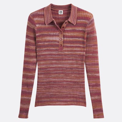 Pull col polo boutonné, en fine maille côtelée LA REDOUTE COLLECTIONS