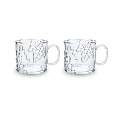 Lot de 2 mugs en verre feuilles, LES AMIS DES BOIS ARTIME