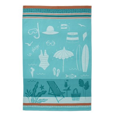 Torchon imprimé en jacquard de coton, A LA PLAGE COUCKE