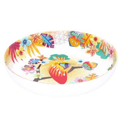 Assiette creuse mélamine Perroquets de Bahia 20 cm LES JARDINS DE LA COMTESSE