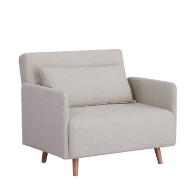 Fauteuil convertible en tissu bouclette pieds bois clair - Belushi DRAWER