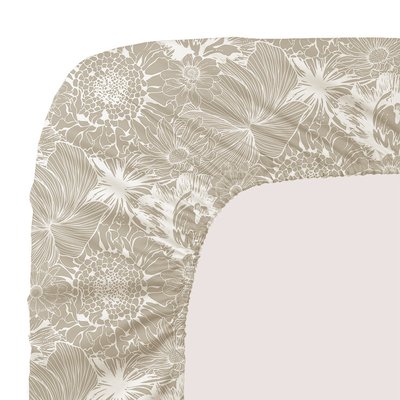Drap housse b30 satin de coton 120 fils FLOWER POWER GARNIER-THIEBAUT