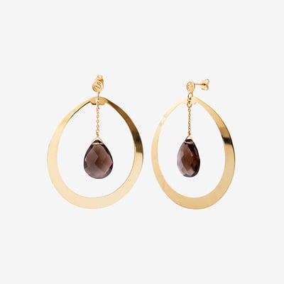 Boucles d'oreilles créoles solange quartz fumé CAROLINE NAJMAN
