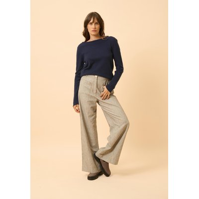 GRACE pull col bateau navy en cachemire JUST CASHMERE