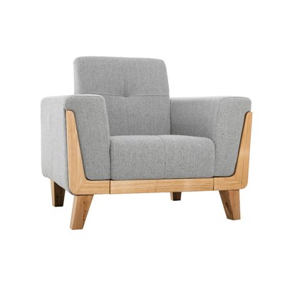 Fauteuil scandinave en tissu et bois FJORD MILIBOO