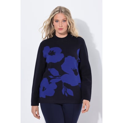 Pull, fleurs, oversize, col montant ULLA POPKEN