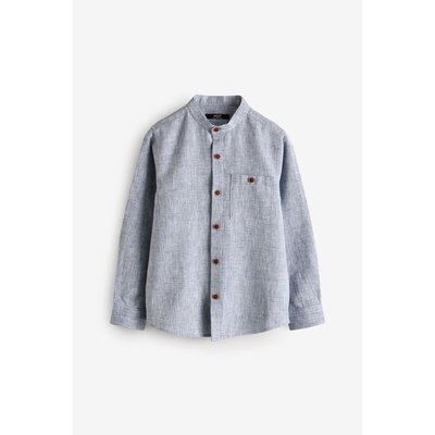 Chemise en lin manches longues col officier NEXT