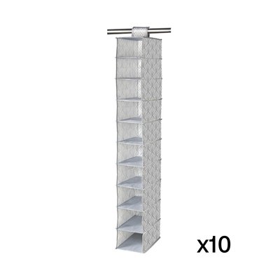 Lot de 10 racks 10 cases intissé motif éventails - H128 cm CALICOSY