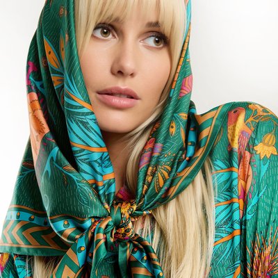 Foulard medium polyester recyclé effet soyeux imprimé MAGIC INDIA WILD