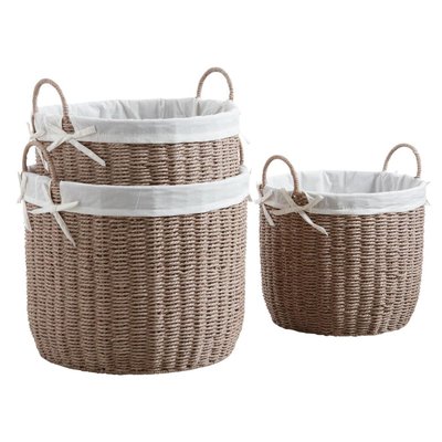 Corbeilles rondes en papier cordé taupe (Lot de 3) AUBRY GASPARD