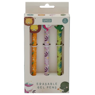 Set de 3 stylos gel effaçables ANIMAUX SASSI JUNIOR