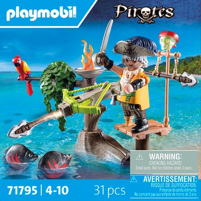 Pirate avec arbalète, flèche et poissons à viser PLAYMOBIL