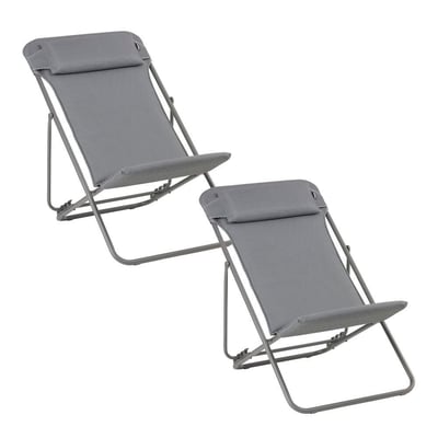 Lot de 2 Transats jardin pliants multi-positions - MAXI TRANSAT + LAFUMA MOBILIER