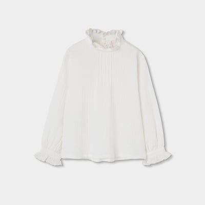 Blouse en mousseline avec volants et col froncé BOBOLI