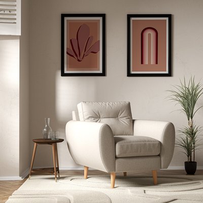 Ada Scandi Buttoned Soft Brushed Armchair with Light Wood Legs SO'HOME