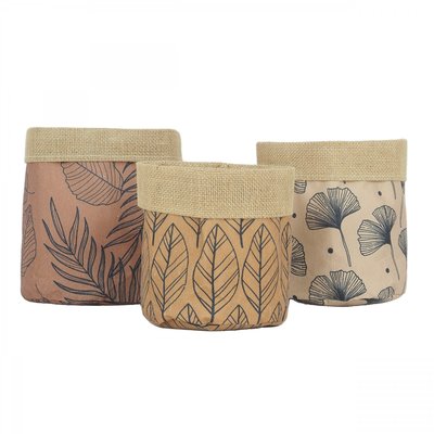 Cache-pots en tissu et jute 20cm lot de 3 LIGNE DECO